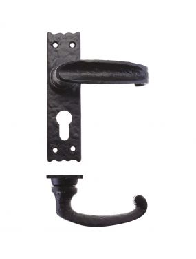 Click Here To Enlarge This Photo Of FF211EP - Zoo Hardware Foxcote Foundries Traditional Slimline Thumb Lever on Euro Backplate (142 x 40mm) Black Antique
