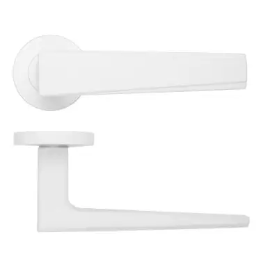 Click Here To Enlarge This Photo Of RM150PCW - Zoo Hardware Rosso Maniglie 'Veloce' Lever on Round Rose - Polished Coated White Finish