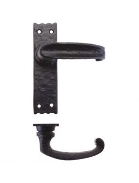 Click Here To Enlarge This Photo Of FF212 - Zoo Hardware Foxcote Foundries Traditional Slimline Thumb Lever on Latch Backplate (142 x 40mm) Black Antique