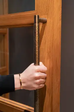 Click Here To Enlarge This Photo Of AW503-450-IB - Alexander & Wilks Spitfire Hammered Bolt Through Pull Handle 450mm c/c - Italian Brass