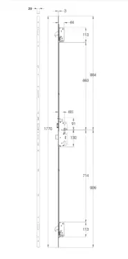 Click Here To Enlarge This Photo Of WINKHAUS AV4 Autolocking 2 Hook Multipoint Lock (1770mm) - 55mm Backset - 20mm Radius Faceplate (5097308)