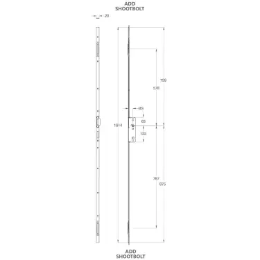 Click Here To Enlarge This Photo Of WINKHAUS FGTE Double Rebated (12mm Lip) Slave Espag Lock (Right Hand) - 45mm Backset (5014078)