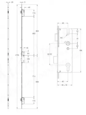 Click Here To Enlarge This Photo Of WINKHAUS Thunderbolt (Size 2) Multipoint Lock (1770mm) - 45mm Backset - 20mm Radius Faceplate (4941787)