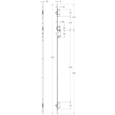 Click Here To Enlarge This Photo Of WINKHAUS AV2 Heritage Autolocking 2 Hook Multipoint Lock (Left Hand) - 45mm Backset - 20mm Radius Faceplate (4996102)