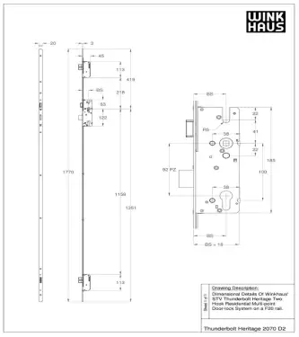 Click Here To Enlarge This Photo Of WINKHAUS Thunderbolt Heritage Multipoint Lock (1770mm) - 55mm Backset - 20mm Radius Faceplate (5020864)