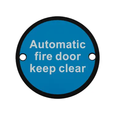 Click Here To Enlarge This Photo Of SEX1022MB - Carlisle Brass Eurospec 'Automatic Fire Door Keep Clear' Sign 76mm Matt Black