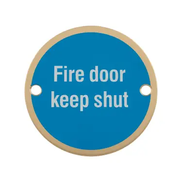 Click Here To Enlarge This Photo Of SEX1016SPVD - Carlisle Brass Eurospec 'Fire Door Keep Shut' Sign 76mm Satin Brass PVD