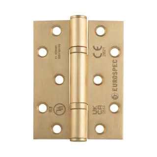 H2N1103&sol;13SB - Carlisle Brass Eurospec 100mm x 76mm x 3mm Grade 13 Thrust Bearing Hinges - Satin Brass &lpar;Square Corners&rpar;