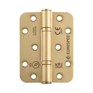 H2N1103&sol;13SB&sol;R - Carlisle Brass Eurospec 100mm x 76mm x 3mm Grade 13 Thrust Bearing Hinges - Satin Brass &lpar;Radius Corners&rpar;