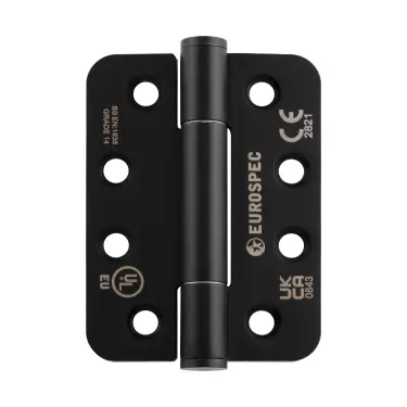 Click Here To Enlarge This Photo Of H3N1207&sol;14MB&sol;R - Carlisle Brass Eurospec 102mm x 76mm x 3mm Grade 14 Concealed Bearing Hinges - Matt Black &lpar;Radius Corners&rpar;
