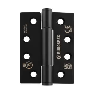 H3N1207&sol;14MB - Carlisle Brass Eurospec 102mm x 76mm x 3mm Grade 14 Concealed Bearing Hinges - Matt Black &lpar;Square Corners&rpar;