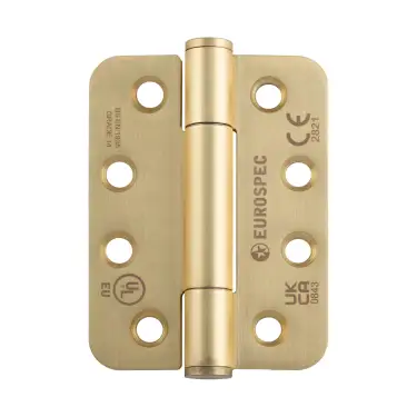 Click Here To Enlarge This Photo Of H3N1207&sol;14SB&sol;R - Carlisle Brass Eurospec 102mm x 76mm x 3mm Grade 14 Concealed Bearing Hinges - Satin Brass &lpar;Radius Corners&rpar;
