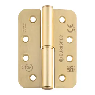 H3N1203&sol;13SB&sol;R&sol;L - Carlisle Brass Eurospec 102mm x 76mm x 3mm Grade 13 Lift Off Hinges &lpar;Radius&rpar; Satin Brass &lpar;Left Hand&rpar;