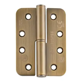 H3N1203&sol;13AB&sol;R&sol;R - Carlisle Brass Eurospec 102mm x 76mm x 3mm Grade 13 Lift Off Hinges &lpar;Radius&rpar; Antique Brass &lpar;Right Hand&rpar;