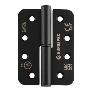 H3N1203&sol;13MB&sol;R&sol;R - Carlisle Brass Eurospec 102mm x 76mm x 3mm Grade 13 Lift Off Hinges &lpar;Radius&rpar; Matt Black &lpar;Right Hand&rpar;