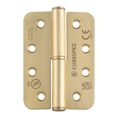 Click Here To Enlarge This Photo Of H3N1203&sol;13SB&sol;R&sol;R - Carlisle Brass Eurospec 102mm x 76mm x 3mm Grade 13 Lift Off Hinges &lpar;Radius&rpar; Satin Brass &lpar;Right Hand&rpar;