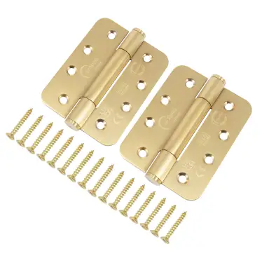 Click Here To Enlarge This Photo Of Eclipse 14332SBP Grade 14 Satin Brass &lpar;SS201&rpar; Concealed Bearing Radius Hinges 102 x 76 x 3mm