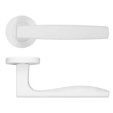 Click Here To Enlarge This Photo Of RM140PCW - Zoo Hardware Rosso Maniglie 'Apennine' Lever on Round Rose Powder Coated White Finish