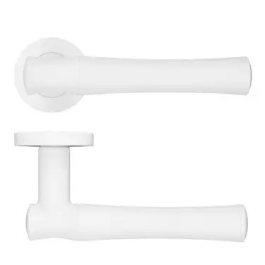 Click Here To Enlarge This Photo Of RM160PCW - Zoo Hardware Rosso Maniglie 'Aldo' Lever on Round Rose Powder Coated White Finish