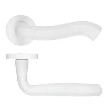 Click Here To Enlarge This Photo Of RM190PCW - Zoo Hardware Rosso Maniglie 'Rococo' Lever on Round Rose Powder Coated White Finish
