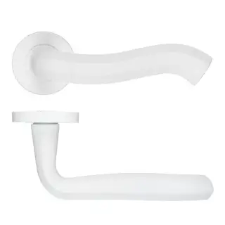 RM190PCW - Zoo Hardware Rosso Maniglie 'Rococo' Lever on Round Rose Powder Coated White Finish