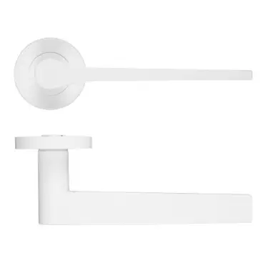 Click Here To Enlarge This Photo Of RM210PCW - Zoo Hardware Rosso Maniglie 'Gio' Lever on Round Rose Powder Coated White Finish