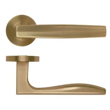 Click Here To Enlarge This Photo Of RM140AB - Zoo Hardware Rosso Maniglie 'Apennine' Lever on Round Rose - Antique Brass Finish