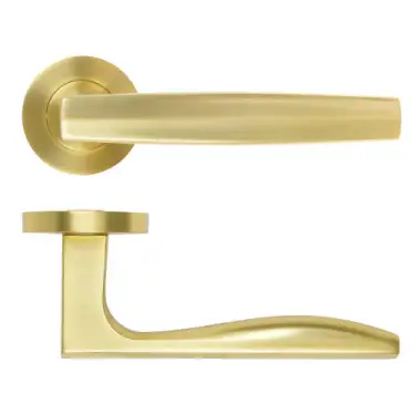 Click Here To Enlarge This Photo Of RM140SB - Zoo Hardware Rosso Maniglie 'Apennine' Lever on Round Rose - Satin Brass Finish