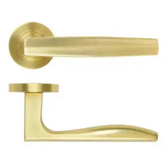 RM140SB - Zoo Hardware Rosso Maniglie 'Apennine' Lever on Round Rose - Satin Brass Finish
