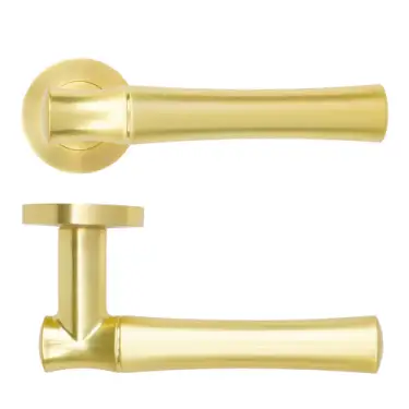 Click Here To Enlarge This Photo Of RM160SB - Zoo Hardware Rosso Maniglie 'Aldo' Lever on Round Rose - Satin Brass Finish