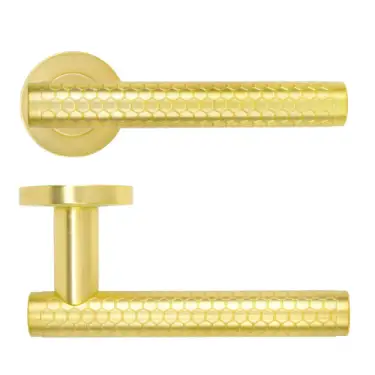 Click Here To Enlarge This Photo Of RM170SB - Zoo Hardware Rosso Maniglie 'Favo' Lever on Round Rose - Satin Brass Finish