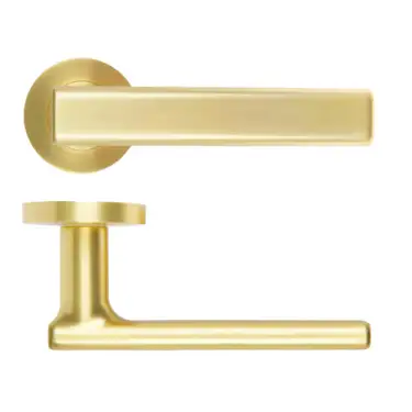 Click Here To Enlarge This Photo Of RM180SB - Zoo Hardware Rosso Maniglie 'Frigo' Lever on Round Rose - Satin Brass Finish