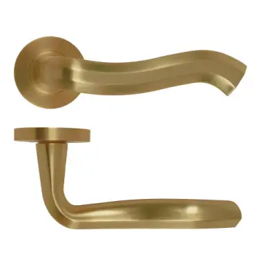 Click Here To Enlarge This Photo Of RM190AB - Zoo Hardware Rosso Maniglie 'Rococo' Lever on Round Rose - Antique Brass Finish