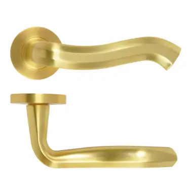 Click Here To Enlarge This Photo Of RM190SB - Zoo Hardware Rosso Maniglie 'Rococo' Lever on Round Rose - Satin Brass Finish