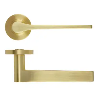 Click Here To Enlarge This Photo Of RM210SB - Zoo Hardware Rosso Maniglie 'Gio' Lever on Round Rose - Satin Brass Finish