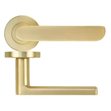 Click Here To Enlarge This Photo Of ZPA040-SB - Zoo Hardware Stanza 'Valencia' Lever Handles on Round Rose - Satin Brass &lpar;Contract Range&rpar;