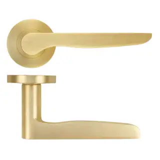 ZPA080-SB - Zoo Hardware Stanza 'Vigo' Lever Handles on Round Rose - Satin Brass &lpar;Contract Range&rpar;