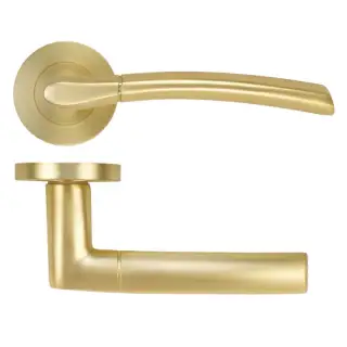 ZPA100-SB - Zoo Hardware Stanza 'Andorra' Lever Handles on Round Rose - Satin Brass &lpar;Contract Range&rpar;