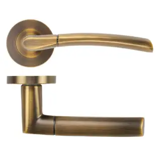 ZPA100-AB - Zoo Hardware Stanza 'Andorra' Lever Handles on Round Rose - Antique Brass &lpar;Contract Range&rpar;