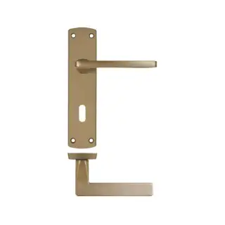 ZPA011-AB - Zoo Hardware Stanza 'Leon' Lever Handles on Lock Backplate - Antique Brass &lpar;Contract Range&rpar;