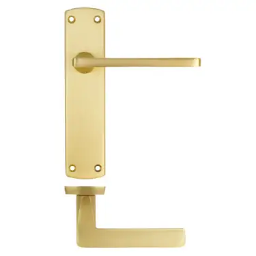 Click Here To Enlarge This Photo Of ZPA012-SB - Zoo Hardware Stanza 'Leon' Lever Handles on Latch Backpate - Satin Brass &lpar;Contract Range&rpar;