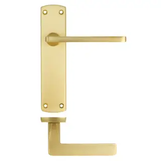 ZPA012-SB - Zoo Hardware Stanza 'Leon' Lever Handles on Latch Backpate - Satin Brass &lpar;Contract Range&rpar;