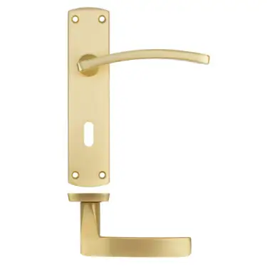 Click Here To Enlarge This Photo Of ZPA031-SB - Zoo Hardware Stanza 'Toledo' Lever Handles on Lock Backplate - Satin Brass &lpar;Contract Range&rpar;