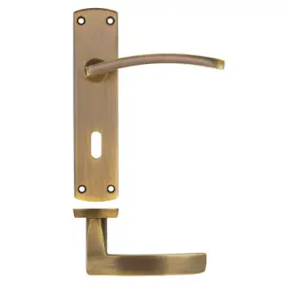 ZPA031-AB - Zoo Hardware Stanza 'Toledo' Lever Handles on Lock Backplate - Antique Brass &lpar;Contract Range&rpar;