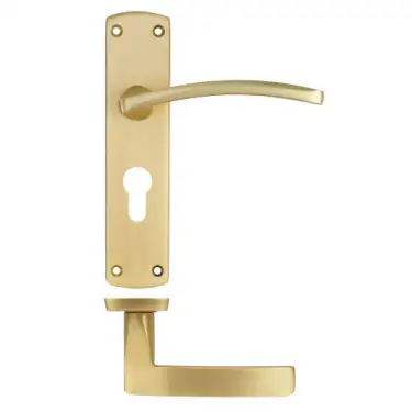 Click Here To Enlarge This Photo Of ZPA031EP-SB - Zoo Hardware Stanza 'Toledo' Lever Handles on Euro Profile Backplate - Satin Brass &lpar;Contract Range&rpar;