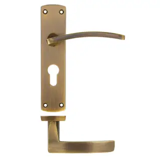 ZPA031EP-AB - Zoo Hardware Stanza 'Toledo' Lever Handles on Euro Profile Backplate - Antique Brass &lpar;Contract Range&rpar;