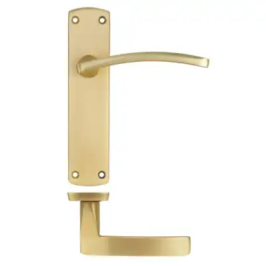 Click Here To Enlarge This Photo Of ZPA032-SB - Zoo Hardware Stanza 'Toledo' Lever Handles on Latch Backplate - Satin Brass &lpar;Contract Range&rpar;
