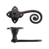 FF400 - Zoo Hardware Foxcote Foundries Curly Tail Lever on Square Rose - Black Antique