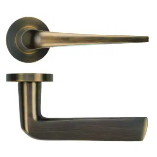 RT020-AB  - Zoo Hardware Rosso Tecnica 'Como' Lever on Round Rose - Antique Brass