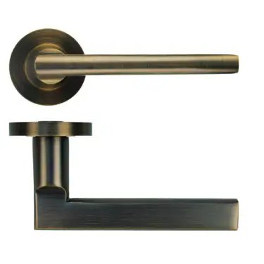 Click Here To Enlarge This Photo Of RT040-AB - Zoo Hardware Rosso Tecnica 'Varese' Lever on Round Rose - Antique Brass